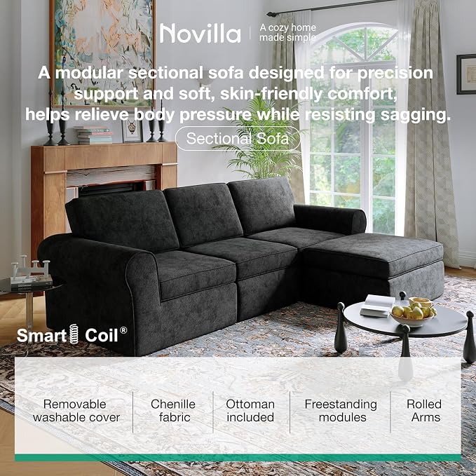 Novilla 138" Modular Sectional Sofa, Modular Sectional Couches - Image 3