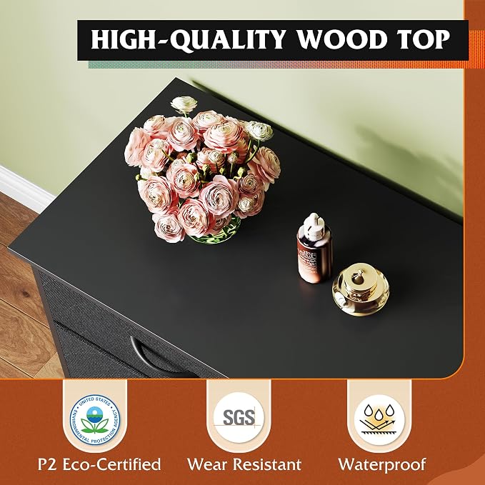 WLIVE 75.5'' Black Dresser for Bedroom, TV Stand for 85, 65 Inch TV, 12 Drawer - Image 8