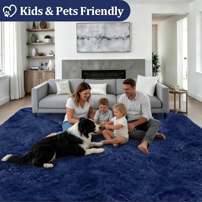 Fluffy Area Rugs 9x12 Living Room Bedroom: Ultra Soft Shag Rug Upgrade Non-Slip - Image 4