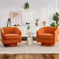 Swivel Barrel Accent Chairs Set of 2, Round Chenille Fabric Living Room Arm by ErdoruLiving