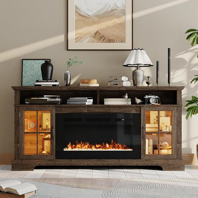 70" Farmhouse TV Stand with 36" Fireplace - Image 2