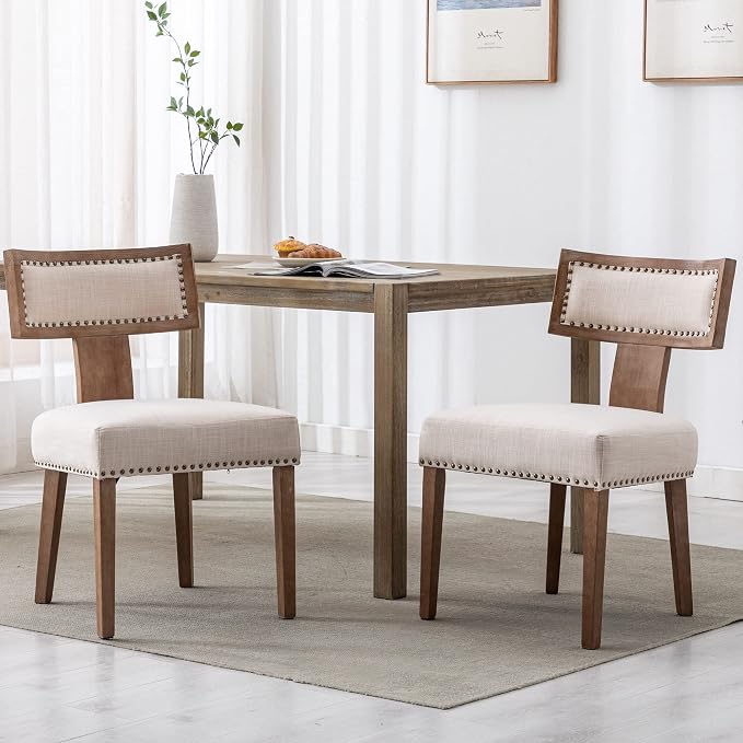 VESCASA Linen Upholstered Dining Chairs by VESCASA