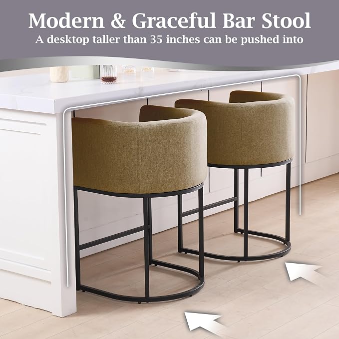 ClinQ 26" H Counter Height Bar Stools Set of 1, Modern Barrel Counter Stools - Image 4