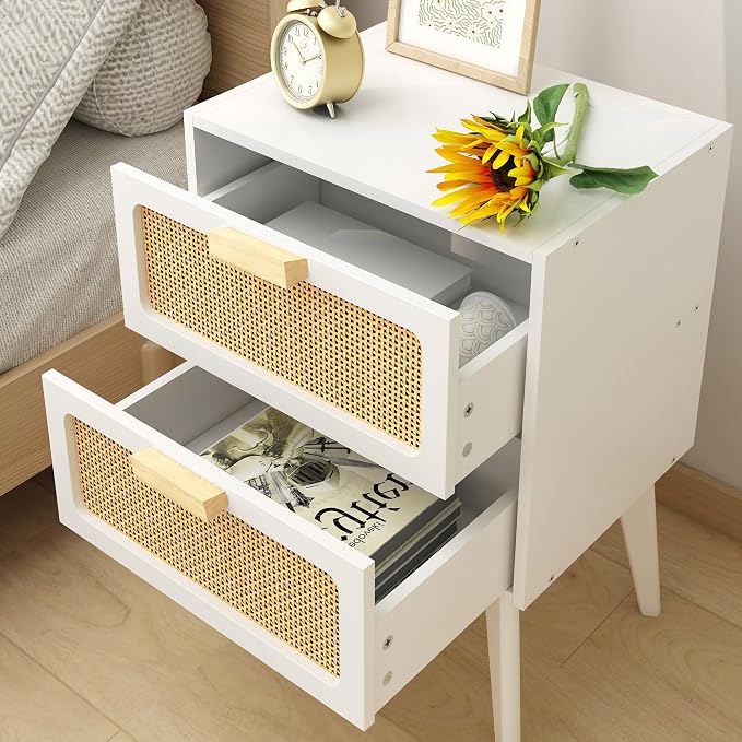 YAUKOMEL White Nightstand, Wood End Table, Side Table - Image 6