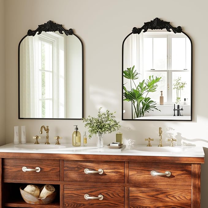 VooBang Vintage Arched Bathroom Mirror, 24x36 Inch Retro Wall Mounted Vanity - Image 6