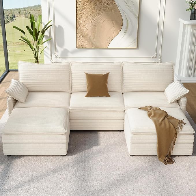 Vesgantti 108" U Shaped Sectional Couch, Comfy Cloud Modular Sectional Sofa by Vesgantti
