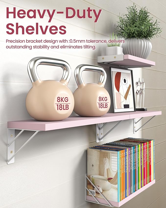 BAYKA Wall Shelves for Bedroom Decor, Mounted Rustic Wood Shelves for Kids Books - Image 4
