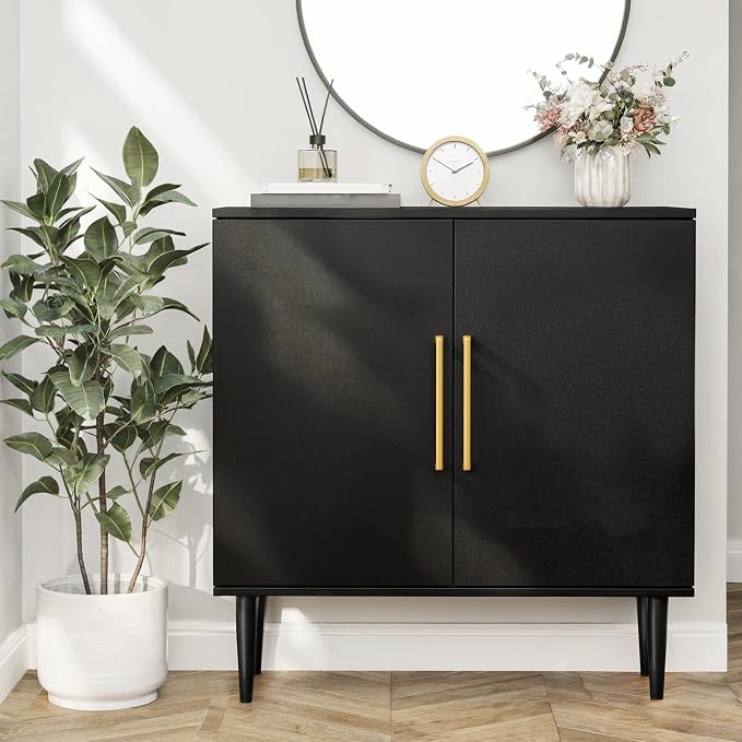 Vrullu Modern Storage Cabinet, Free Standing Buffet Cabinet, Wood Accent - Image 4
