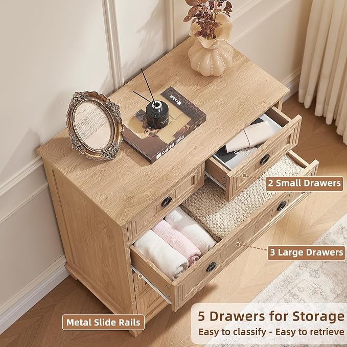 Joaxswe Farmhouse 5 Drawer Dresser - Image 9