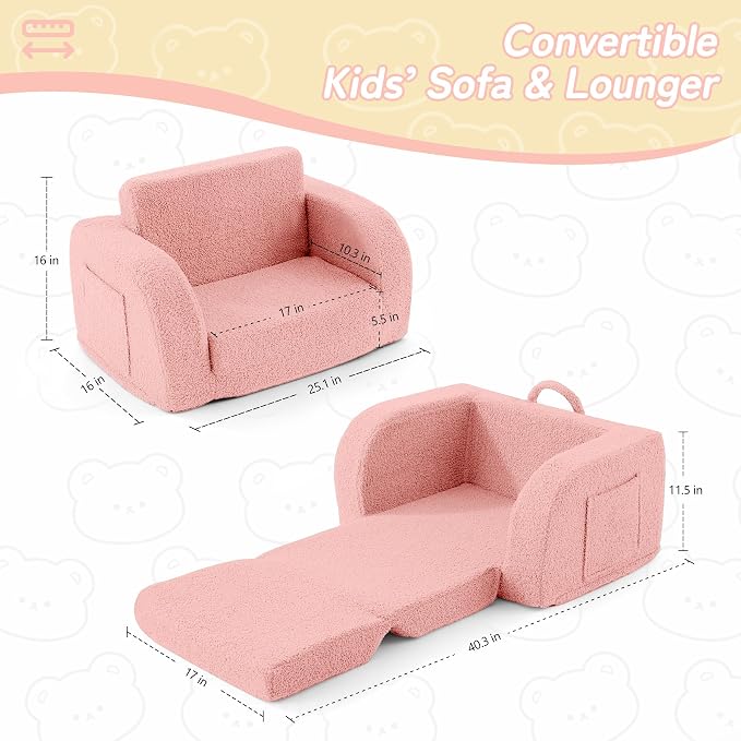 Toddler Couch, 2-in-1 Toddler Chairs Comfy 1-3 Years Old, Toddler Chair - Image 3