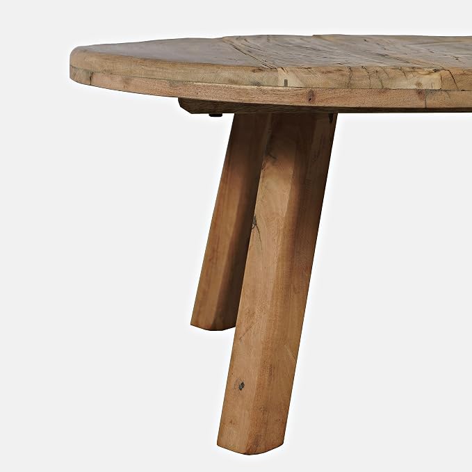 Jofran Reclamation 36" Round Rustic Reclaimed Solid Wood Coffee Table - Image 4