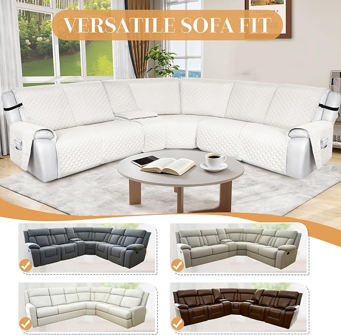 HDCAXKJ 100% Waterproof Reclining Sectional Couch Covers L Shape Recliner Sofa - Image 6