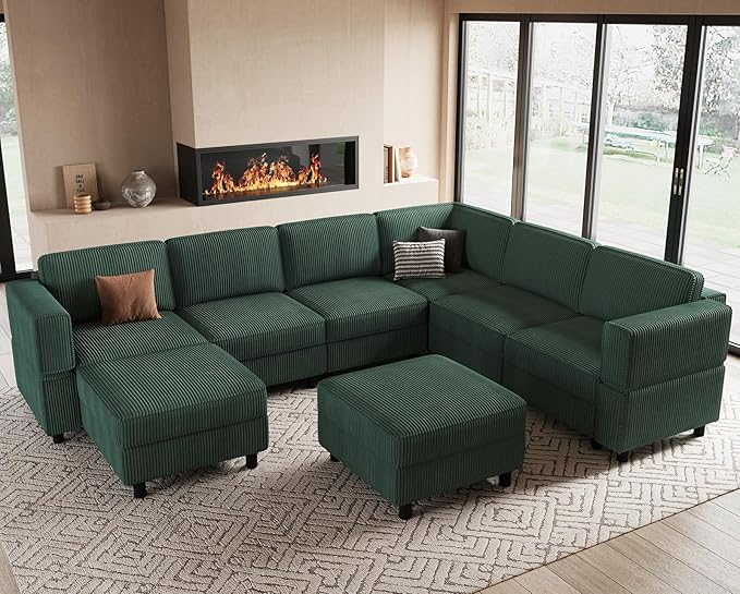Belffin 114.2" 8 Seats Modular Sectional Sofa U Shaped Couch by Belffin