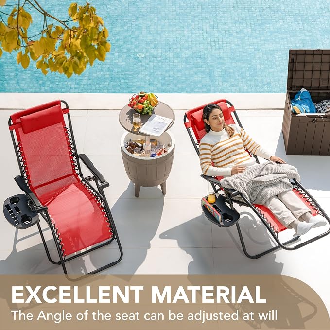 Devoko Patio Zero Gravity Chair Outdoor Folding Adjustable Reclining Chairs - Image 4