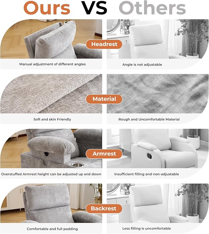Oversized Power Recliner Chair Swivel Glider - Image 7
