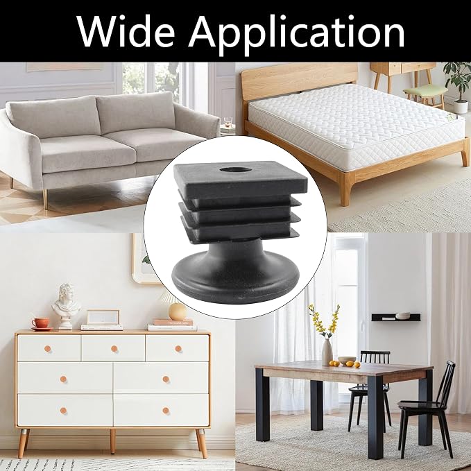 8Pcs Adjustable Leveling Feet 38 x 38mm Square Insert Kit Furniture Glide - Image 7
