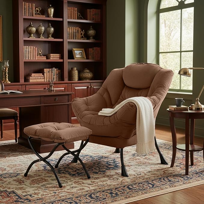 Tiita Lazy Chair with Ottoman, Comfy Leisure Sofa Armchair with Ottoman - Image 3