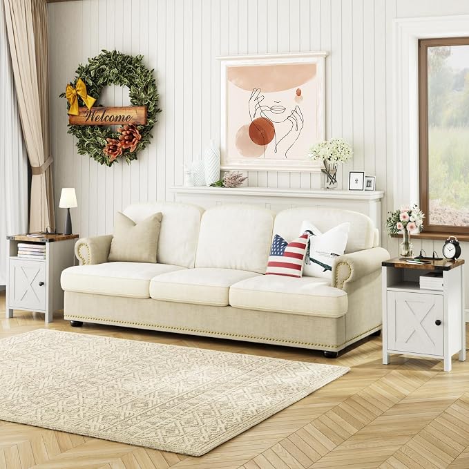 Fameill Farmhouse End Tables Set of 2, Nightstands - Image 7