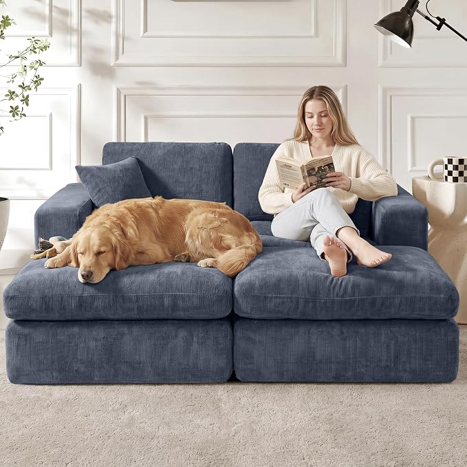 80.7" Oversized Double Chaise Lounge Chair Indoor, Cloud Boneless Sleeper Sofa - Image 2
