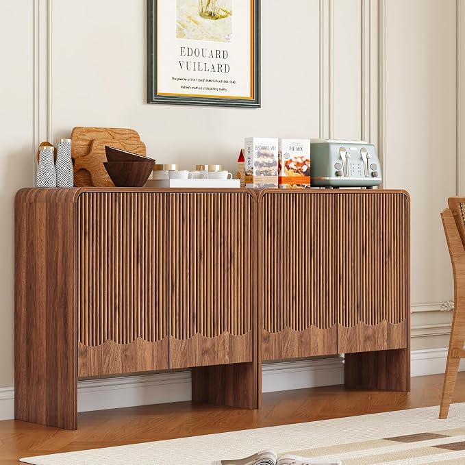 FurSch Fluted Sideboard Buffet Cabinet, Mid Century Modern Storage Cabinet - Image 3