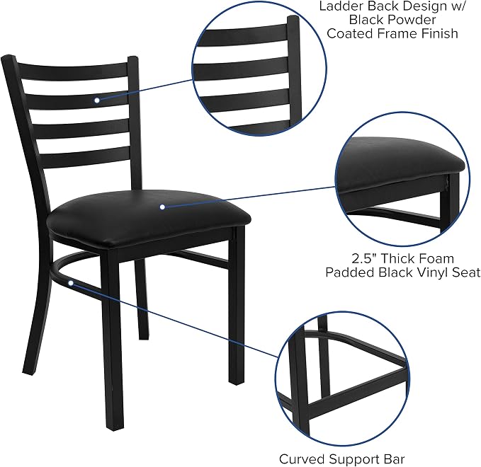 Flash Furniture HERCULES Series Black Ladder Back Metal Restaurant Chair - Image 4