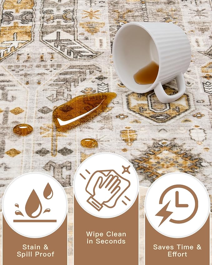 Madane 6x9 Area Rugs for Living Room, Stain Resistant Washable Rugs, Non-Slip - Image 7