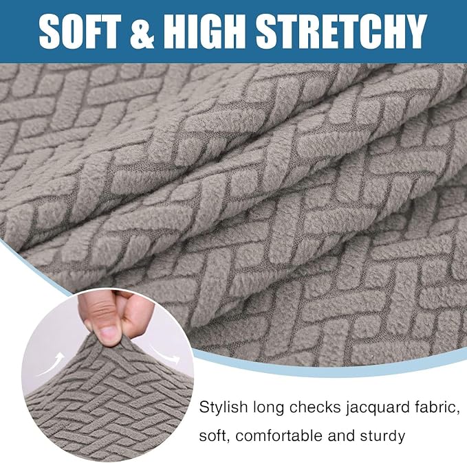 Smiry Waterproof Couch Cushion Covers, Stretch Jacquard Thick Sofa Cushion - Image 7