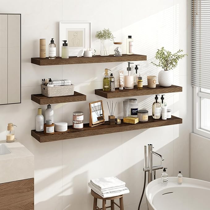 Acovy 16 Inch Floating Shelves, Wooden Shelves - Image 2
