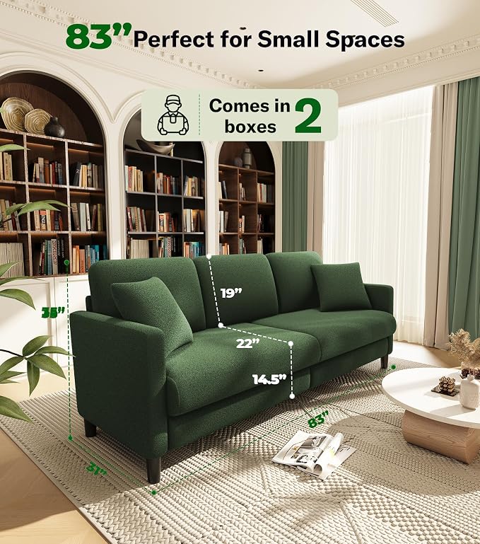 Welzona 83" Couches for Living Room, Teddy Sofa Couch, Comfy Sofas for Living - Image 2