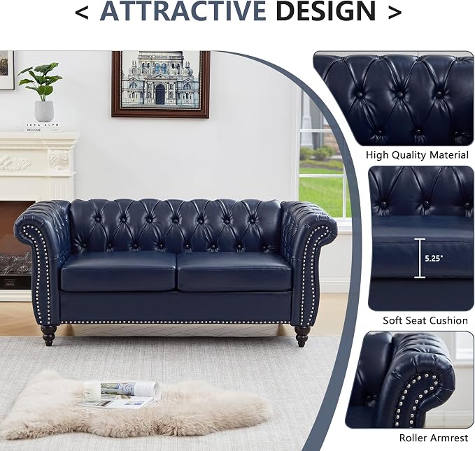 QHITTY 2 Piece Living Room Set, Sectional Chesterfield Sofa Chair Contemporary - Image 4