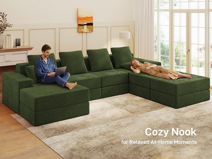 Living&Giving 128" U-Shaped Cloud Sectional Couch - Image 8