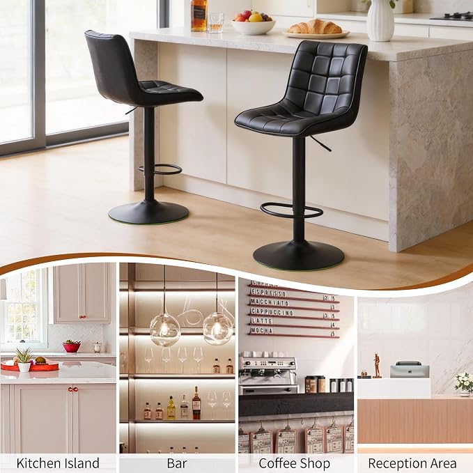 FIRAVOE Bar Stools Set of 3, Adjustable Counter Height Barstools 24"-33" - Image 6