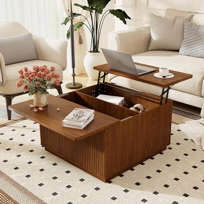 4-Piece Fluted Living Room Set Includes 31.5" Fluted Lift Top Coffee Table - Image 8