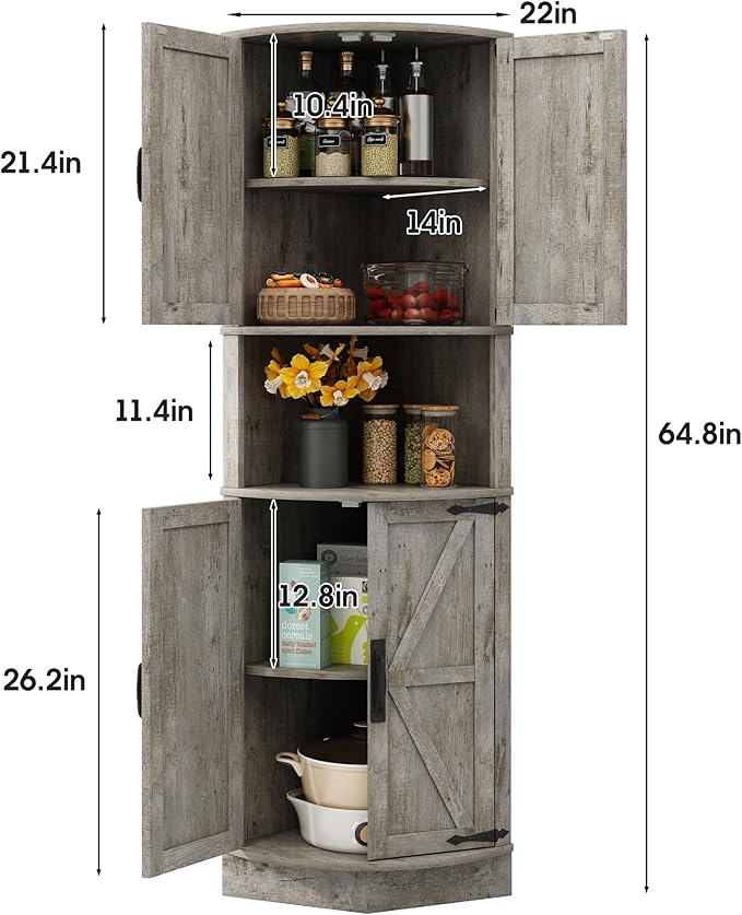Vabches 64.8" Tall Farmhouse Corner Cabinet - Image 2