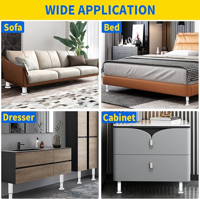 4PCS Adjustable Furniture Couch Cabinet Legs 4.72-7.48 Inch, Heavy Duty - Image 6