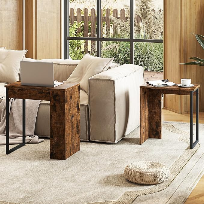 Giantex Nesting Coffee Table Set of 2, Rectangular Stackable Side Tables - Image 5