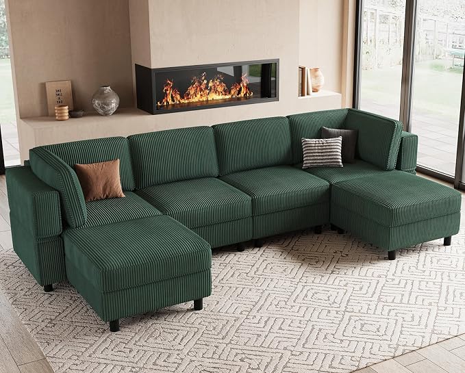Belffin Modular Sectional Sofa U Shaped Sectional Sofa Couch 6 Seater Corduroy by Belffin