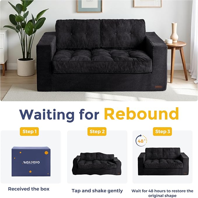 MAXYOYO Loveseat Sofa Couch, Upholstered Bean Bag Chair Cloud 2-Seat - Image 7