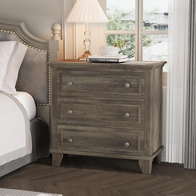 IDEALHOUSE 3 Drawer Dresser, Wooden Storage Chest of Drawers by IDEALHOUSE