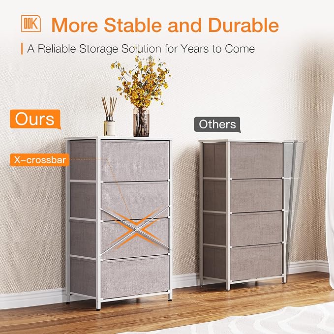 ODK Dresser for Bedroom with 4 Storage Drawers, Small Dresser Chest of Fabric - Image 7