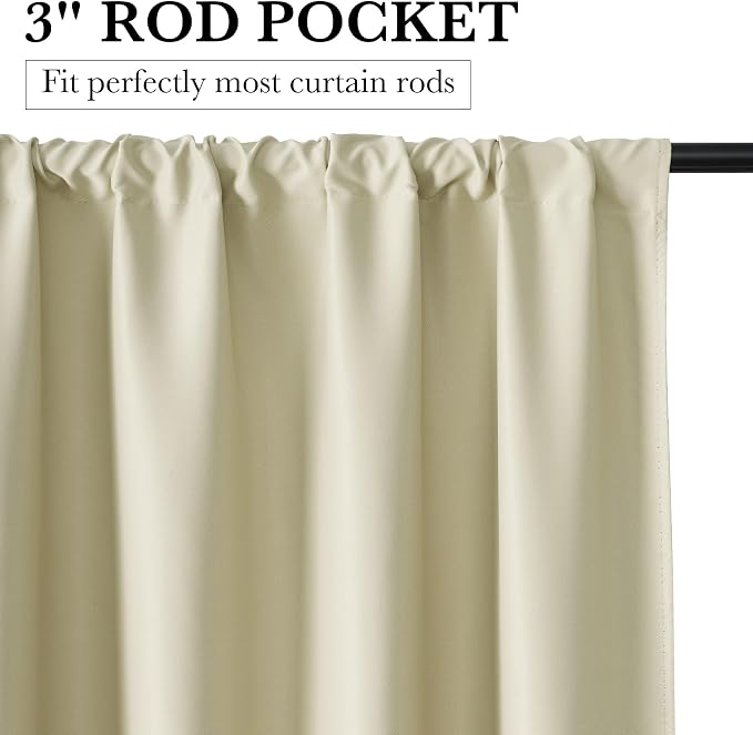 RYB HOME 100% Blackout Basement Curtains 30 inches Long, Heat & UV Blocking - Image 3