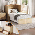 VINGLI Twin Murphy Bed with Storage Drawer, Fluted Wooden Foldable Bed Cabinet by VINGLI