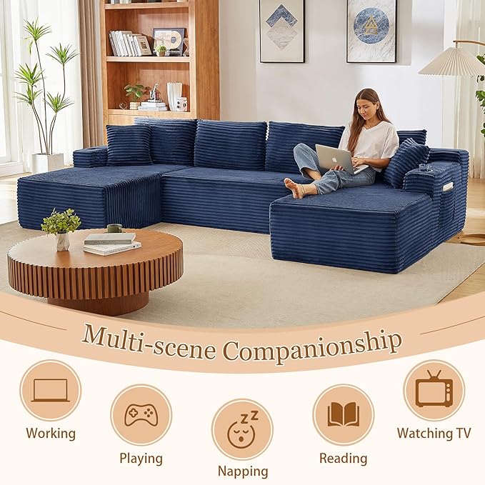 125" Modular Sectional Sleeper Sofa, Boneless Cloud Couch - Image 6