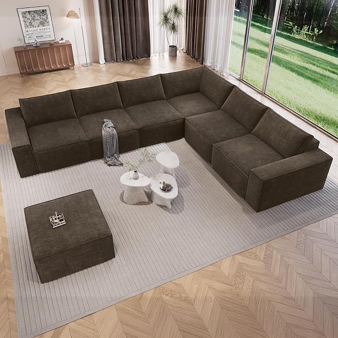 Vesgantti 143.7" Oversized Boneless Couch, Modern 7 Seater Modular Sectional by Vesgantti