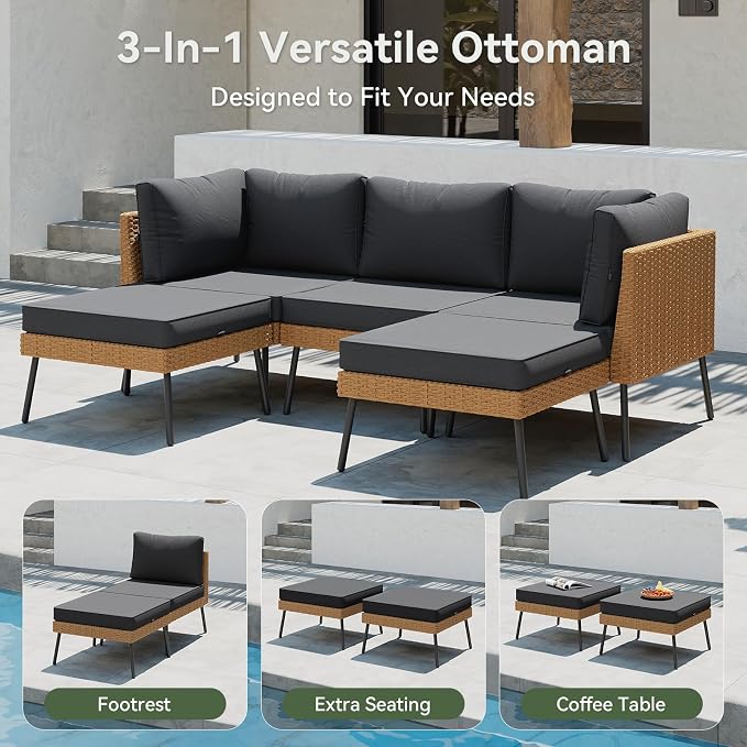 Aoxun 10 Piece Patio Furniture Set, 10 Seats Outdoor Sectional Sofas - Image 6