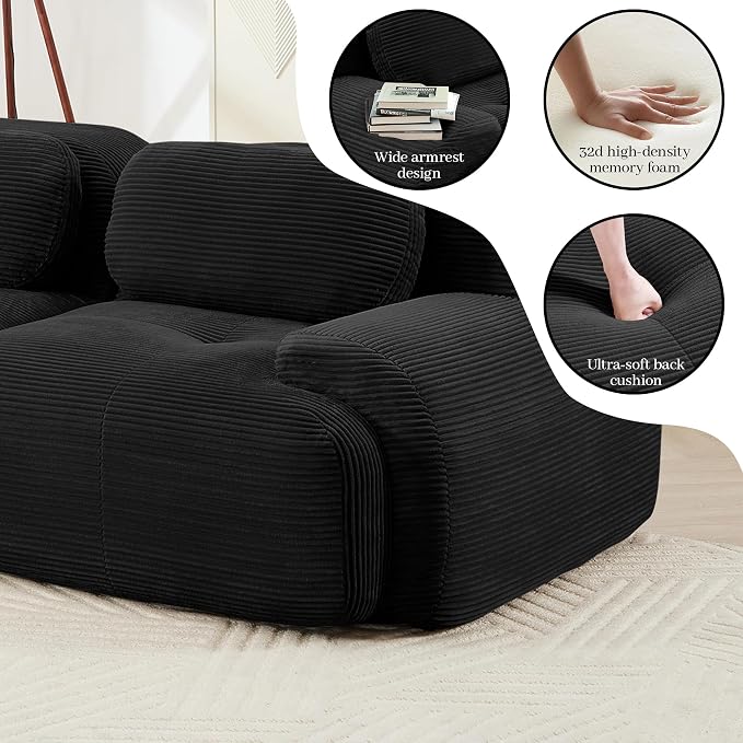 Boneless Sectional Couch, No Assembly Required, 117.3” U Shaped Modular Cloud - Image 7