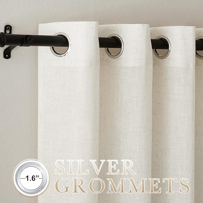 NICETOWN Thick Linen Sliding Door Curtains 84 inch Length, 100 Inch Wide - Image 3