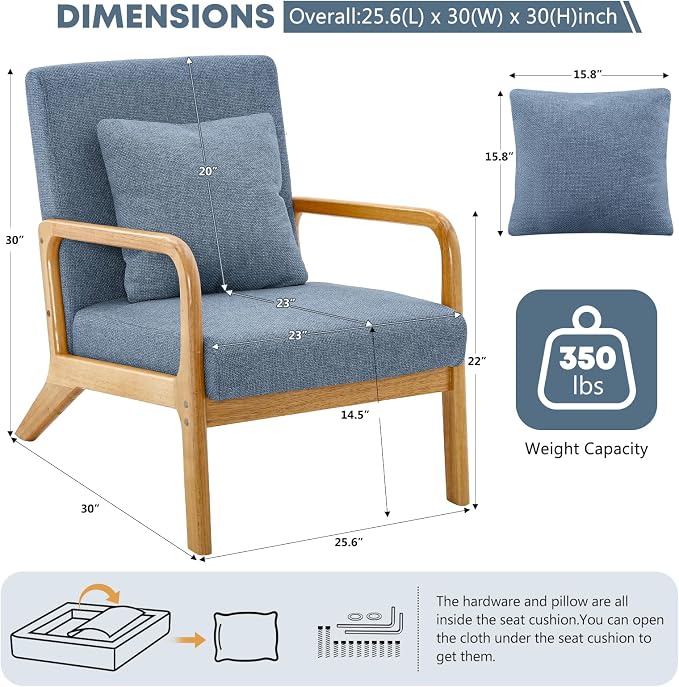 ELUCHANG Mid-Century Modern Accent Chair - Image 2