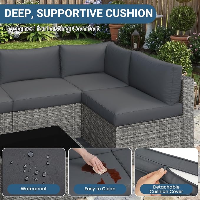 Wisteria Lane 7 Pieces Outdoor Patio Furniture Set, Wicker Outdoor Patio - Image 5