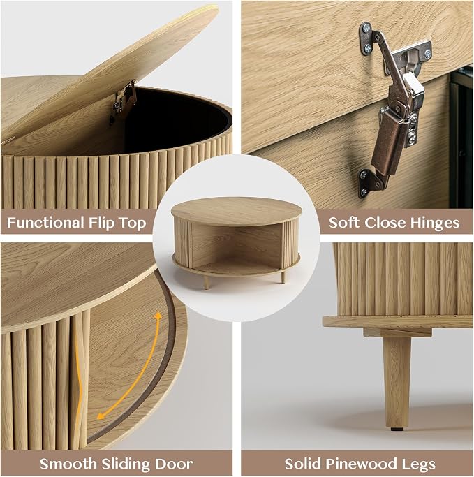 SULIVES Round Coffee Table - Image 3